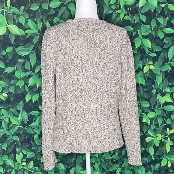 CREAM & BROWN THICK KNIT PULLOVER SWEATER · SIZE XL, FITS M/XL · LIZ CLAIBORNE - Picture 4 of 6